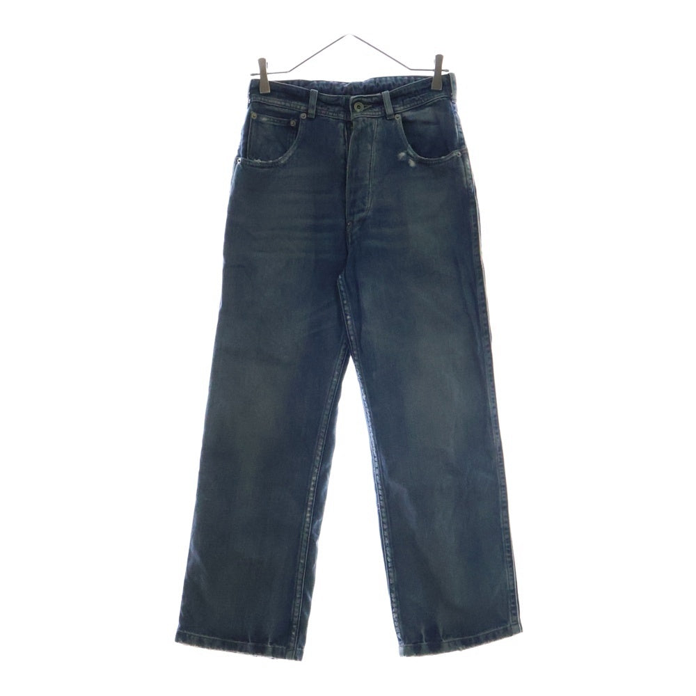 Maison Margiela 1(メゾンマルジェラ) 5ポケット バックル付 ウォッシュ加工 ストレートデニムパンツ インディゴ レディース S50LA0240 S30383
