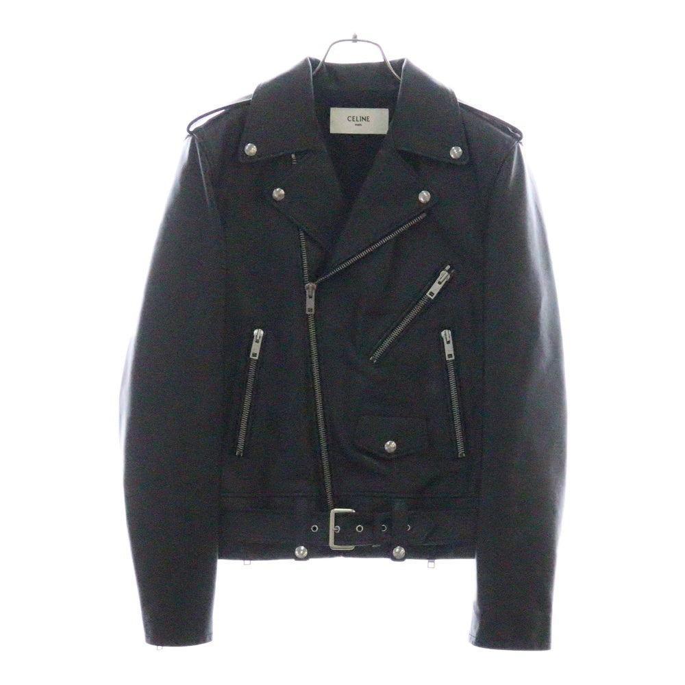 CELINE(セリーヌ) カーフスキン クラシック バイカー ダブルライダースジャケット ブラック 2E158599E