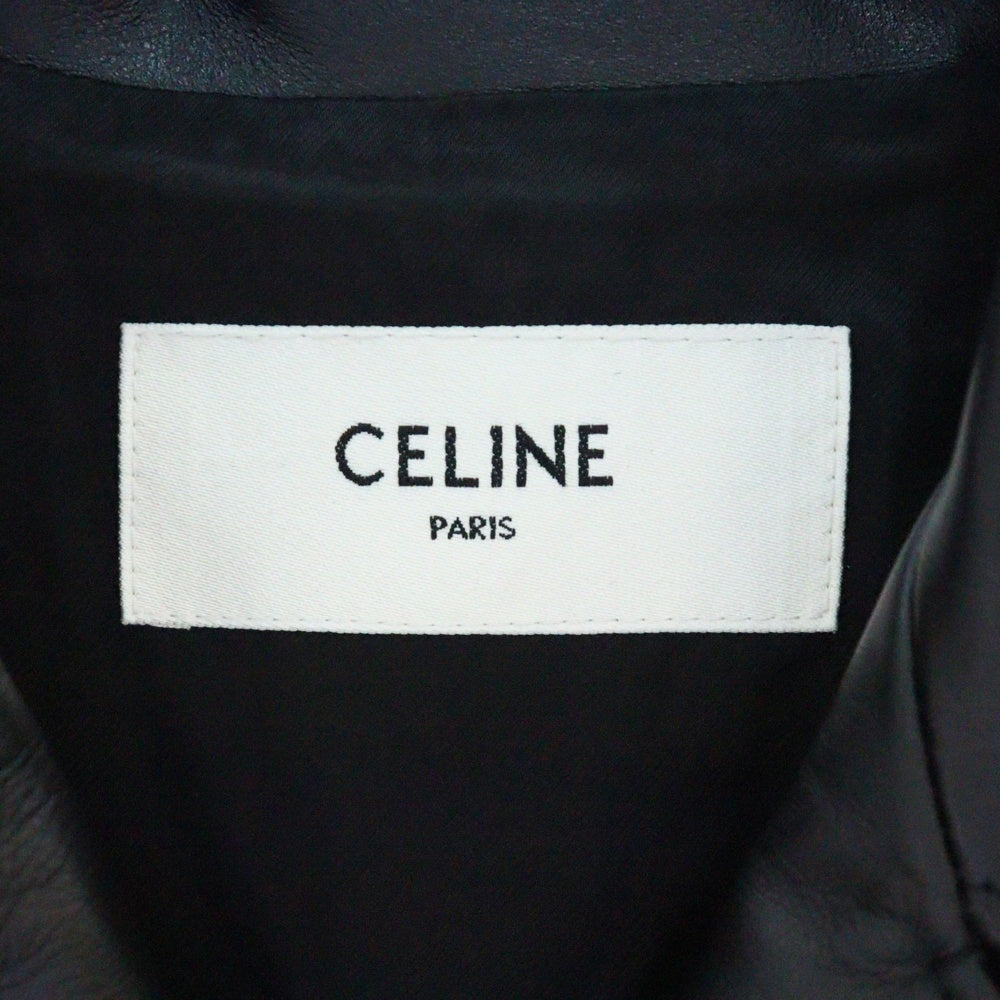 CELINE(セリーヌ) カーフスキン クラシック バイカー ダブルライダースジャケット ブラック 2E158599E
