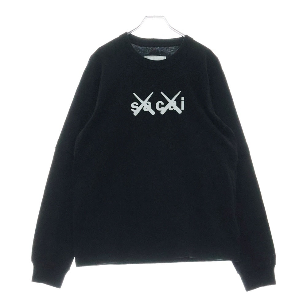 Sacai(サカイ) 21SS ×KAWS Flock Print Long Sleeve T-Shirt カウズ フロックプリント クルーネック 長袖Tシャツ カットソー ブラック 21-0287S