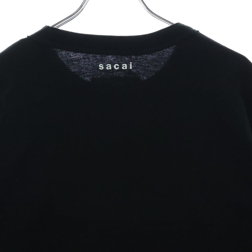 Sacai(サカイ) 21SS ×KAWS Flock Print Long Sleeve T-Shirt カウズ フロックプリント クルーネック 長袖Tシャツ カットソー ブラック 21-0287S