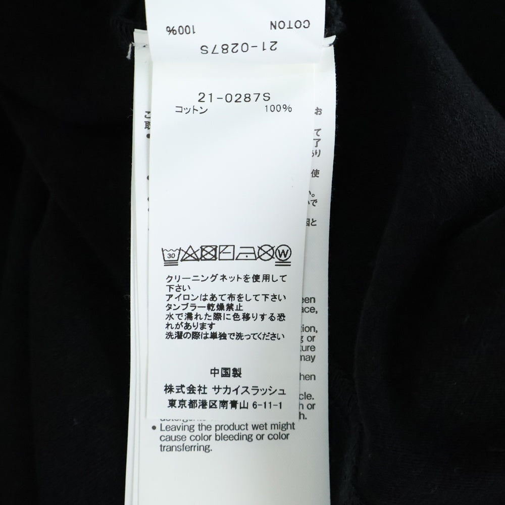 Sacai(サカイ) 21SS ×KAWS Flock Print Long Sleeve T-Shirt カウズ フロックプリント クルーネック 長袖Tシャツ カットソー ブラック 21-0287S