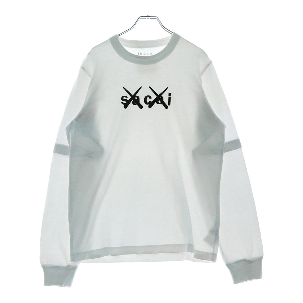 Sacai(サカイ) 21SS ×KAWS Flock Print Long Sleeve T-Shirt カウズ フロックプリント クルーネック 長袖Tシャツ カットソー ホワイト 21-0287S