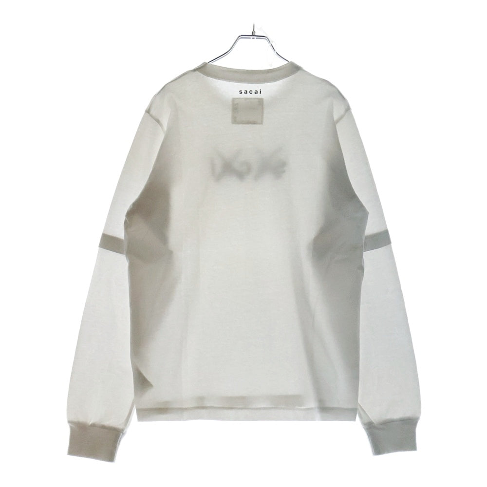 Sacai(サカイ) 21SS ×KAWS Flock Print Long Sleeve T-Shirt カウズ フロックプリント クルーネック 長袖Tシャツ カットソー ホワイト 21-0287S