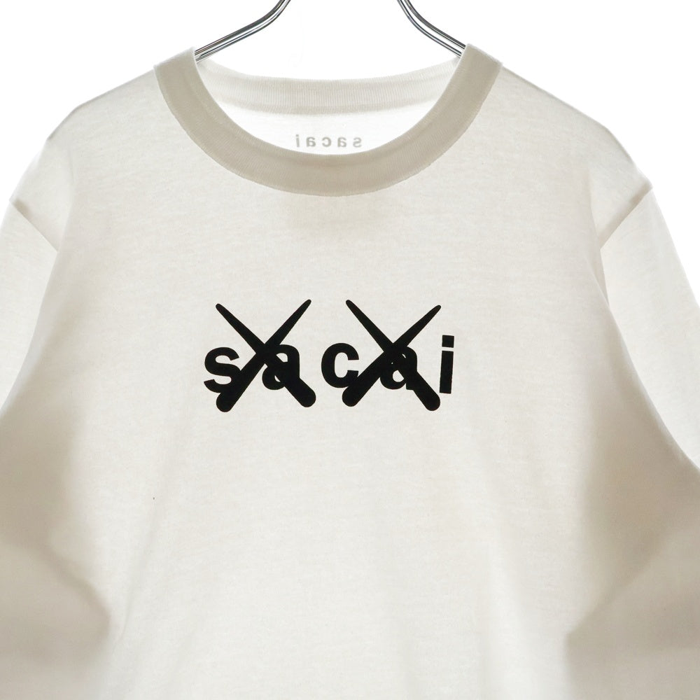 Sacai(サカイ) 21SS ×KAWS Flock Print Long Sleeve T-Shirt カウズ フロックプリント クルーネック 長袖Tシャツ カットソー ホワイト 21-0287S