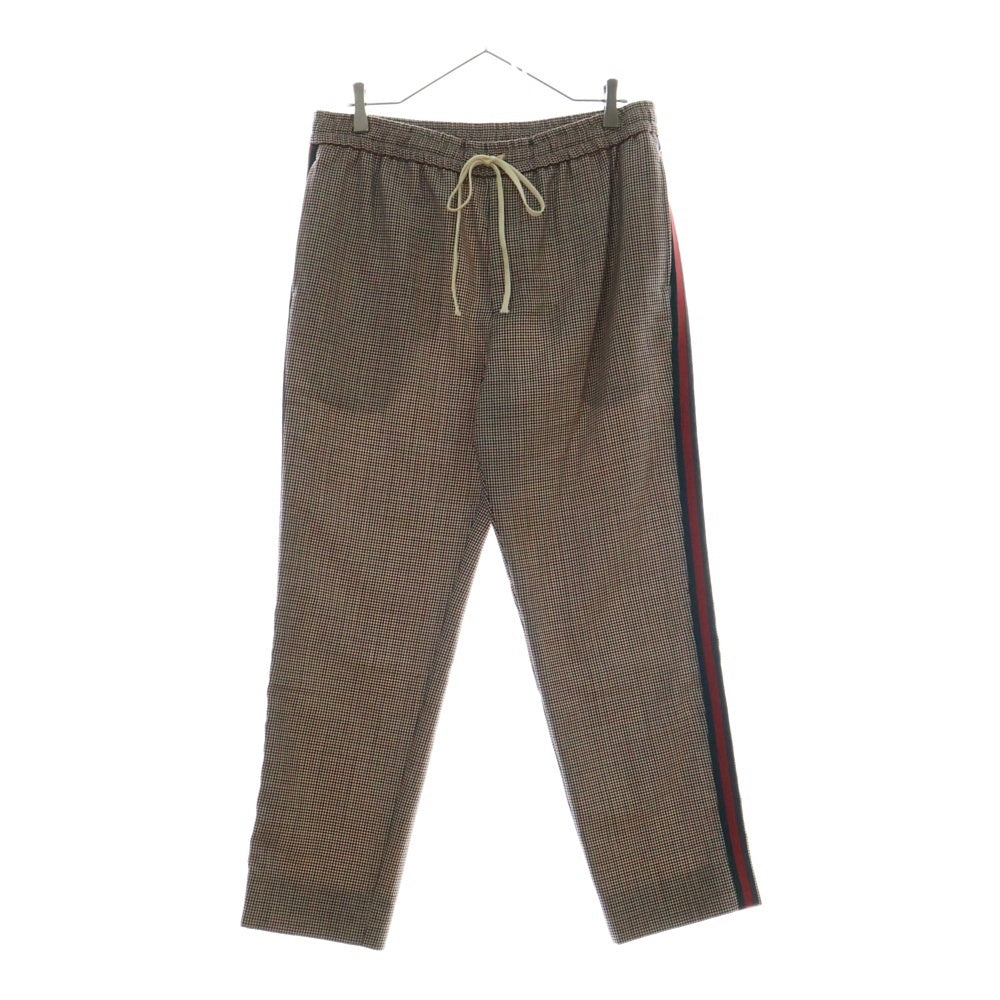 GUCCI(グッチ) HOUNDSTOOTH WOOL MOHAIR TRACK PANTS 千鳥格子柄 ウールモヘア トラックパンツ レッド/ベージュ 522947 Z542J