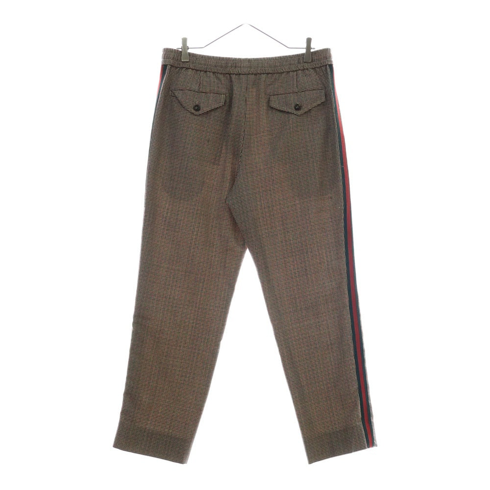 GUCCI(グッチ) HOUNDSTOOTH WOOL MOHAIR TRACK PANTS 千鳥格子柄 ウールモヘア トラックパンツ レッド/ベージュ 522947 Z542J