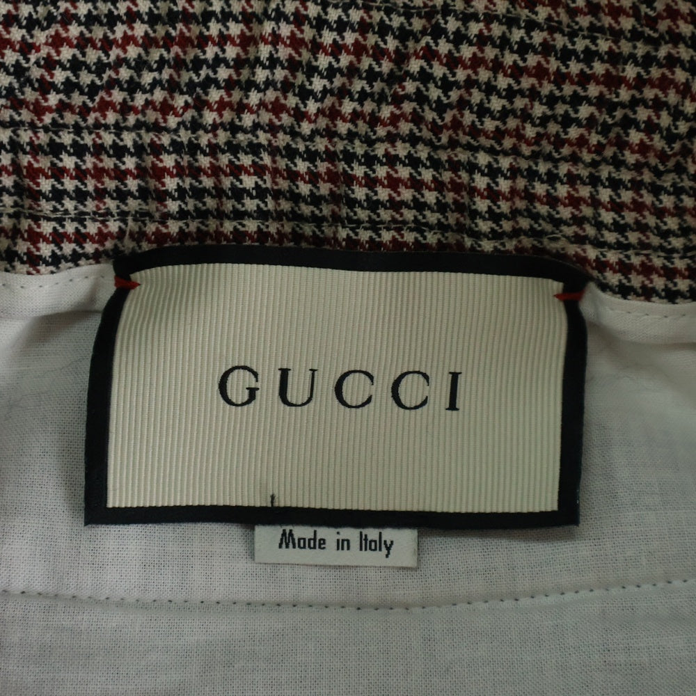 GUCCI(グッチ) HOUNDSTOOTH WOOL MOHAIR TRACK PANTS 千鳥格子柄 ウールモヘア トラックパンツ レッド/ベージュ 522947 Z542J
