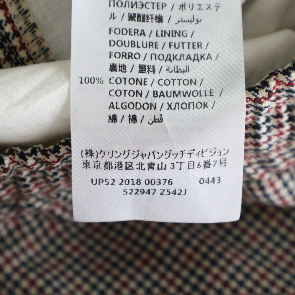 GUCCI(グッチ) HOUNDSTOOTH WOOL MOHAIR TRACK PANTS 千鳥格子柄 ウールモヘア トラックパンツ レッド/ベージュ 522947 Z542J