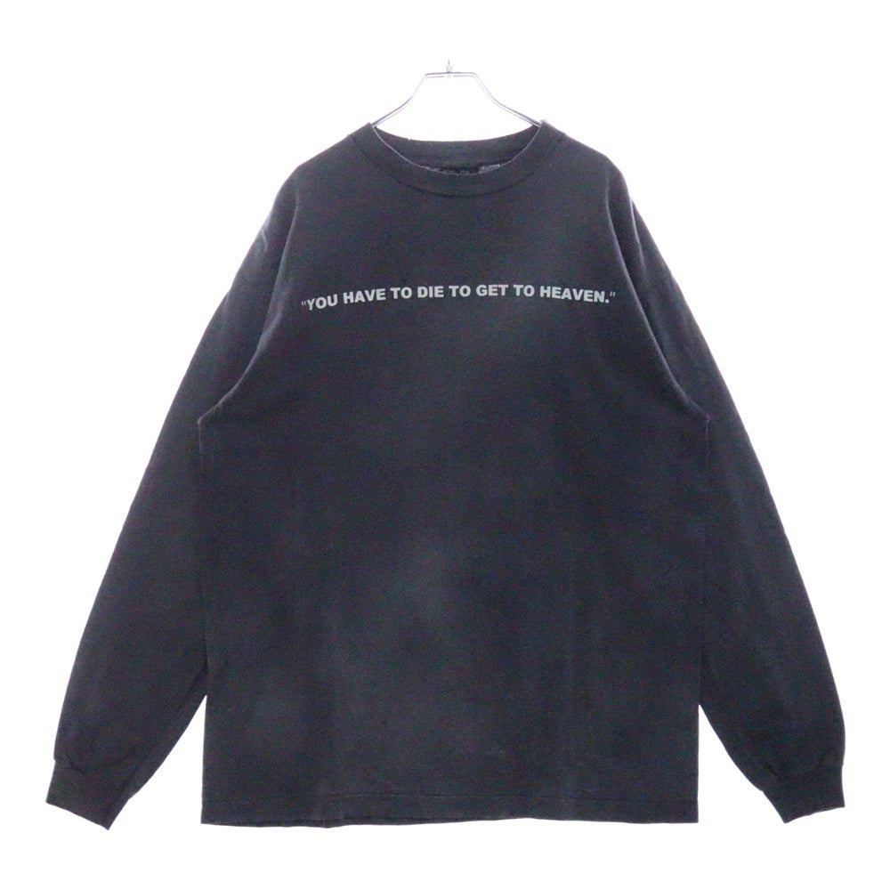 SAINT MICHAEL(セントマイケル) 24SS SAINT CLUB L/S TEE ヴィンテージ加工 セイントクラブ バックプリント クルーネック 長袖Tシャツ カットソー ブラック SM-YS8-0000-016