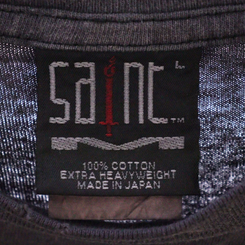 SAINT MICHAEL(セントマイケル) 24SS SAINT CLUB L/S TEE ヴィンテージ加工 セイントクラブ バックプリント クルーネック 長袖Tシャツ カットソー ブラック SM-YS8-0000-016