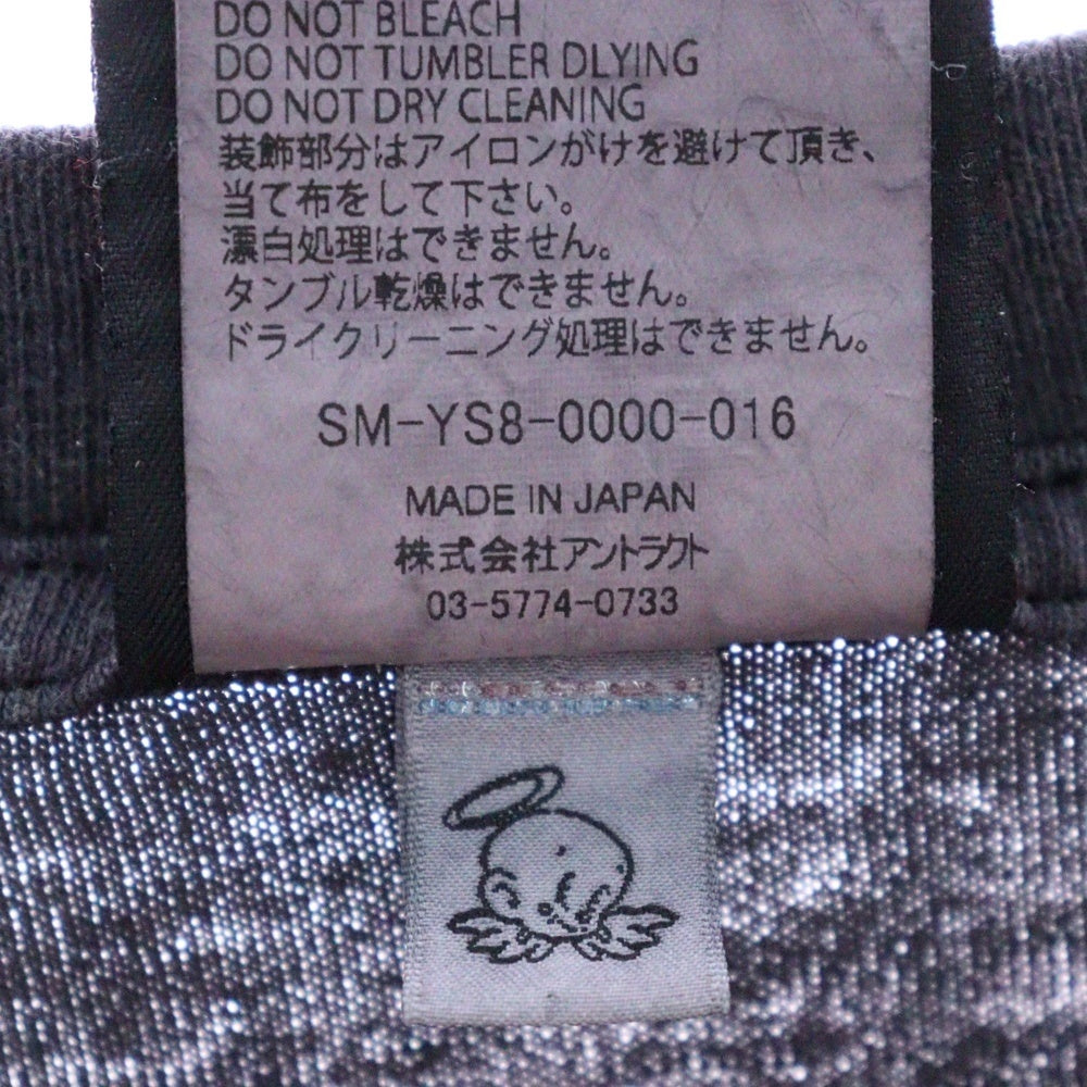 SAINT MICHAEL(セントマイケル) 24SS SAINT CLUB L/S TEE ヴィンテージ加工 セイントクラブ バックプリント クルーネック 長袖Tシャツ カットソー ブラック SM-YS8-0000-016