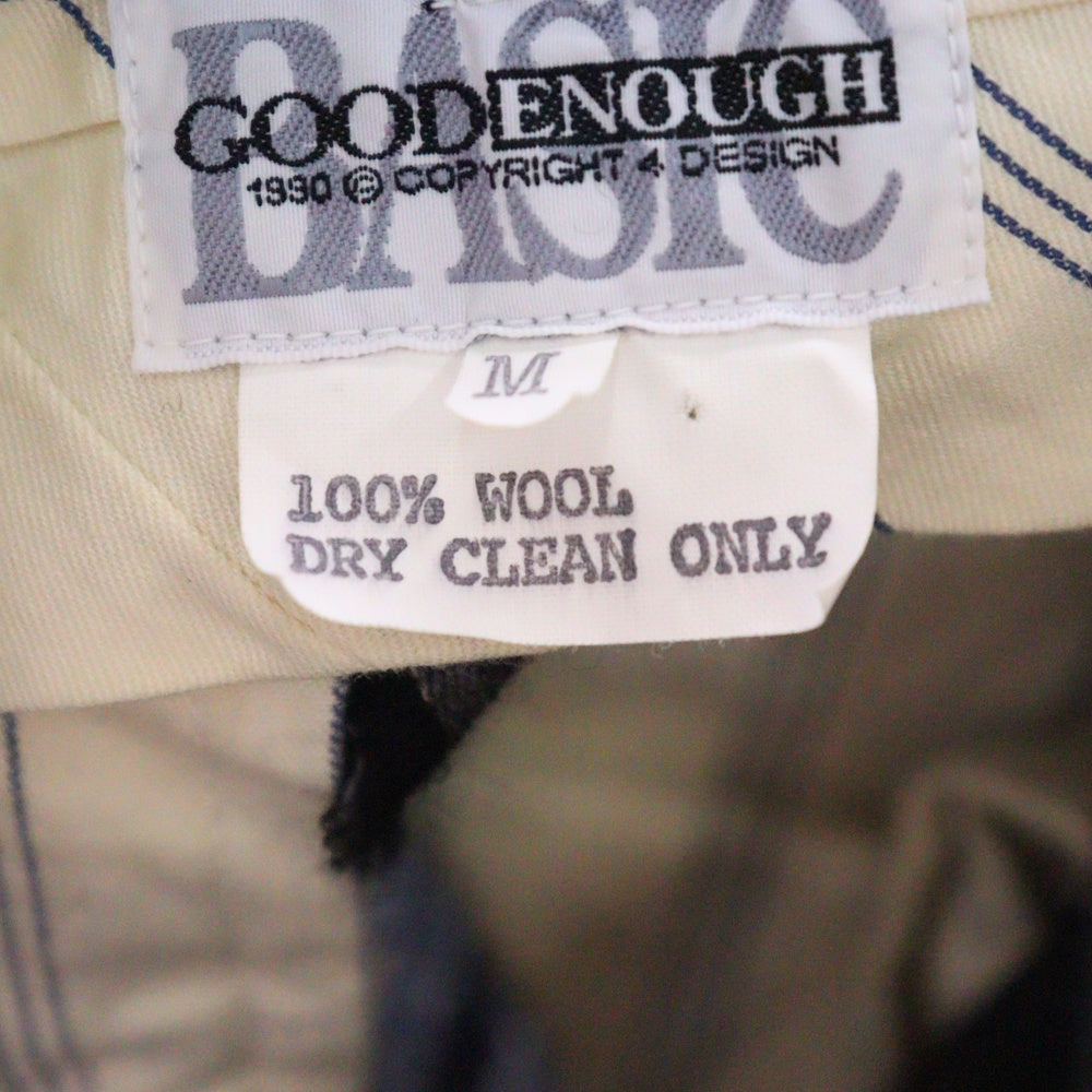 GOODENOUGH(グッドイナフ) 総柄 ウール テーパード ストライプ ワンタック スラックスパンツ トラウザーズ グレー/ブラック