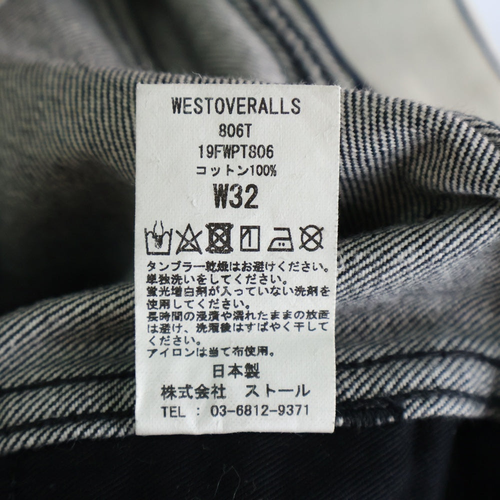 WESTOVERALLS(ウエストオーバーオールズ) 806T DENIM テーパード ジップフライ デニムパンツ ジーンズ ブラック 19FWPT806