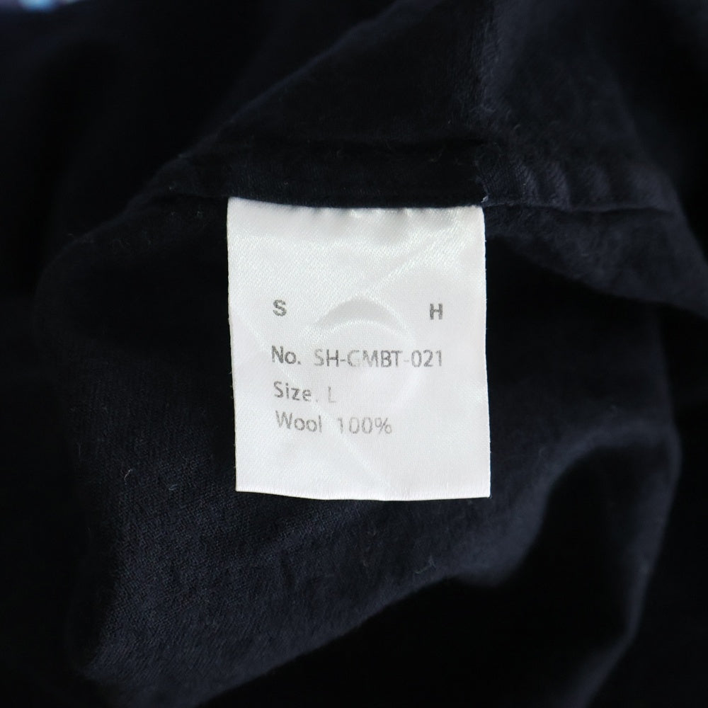 SH(エスエイチ) WOOL REGULAR COLLAR SHIRT ウール レギュラーカラー 長袖シャツ ブラック SH-GMBT-021
