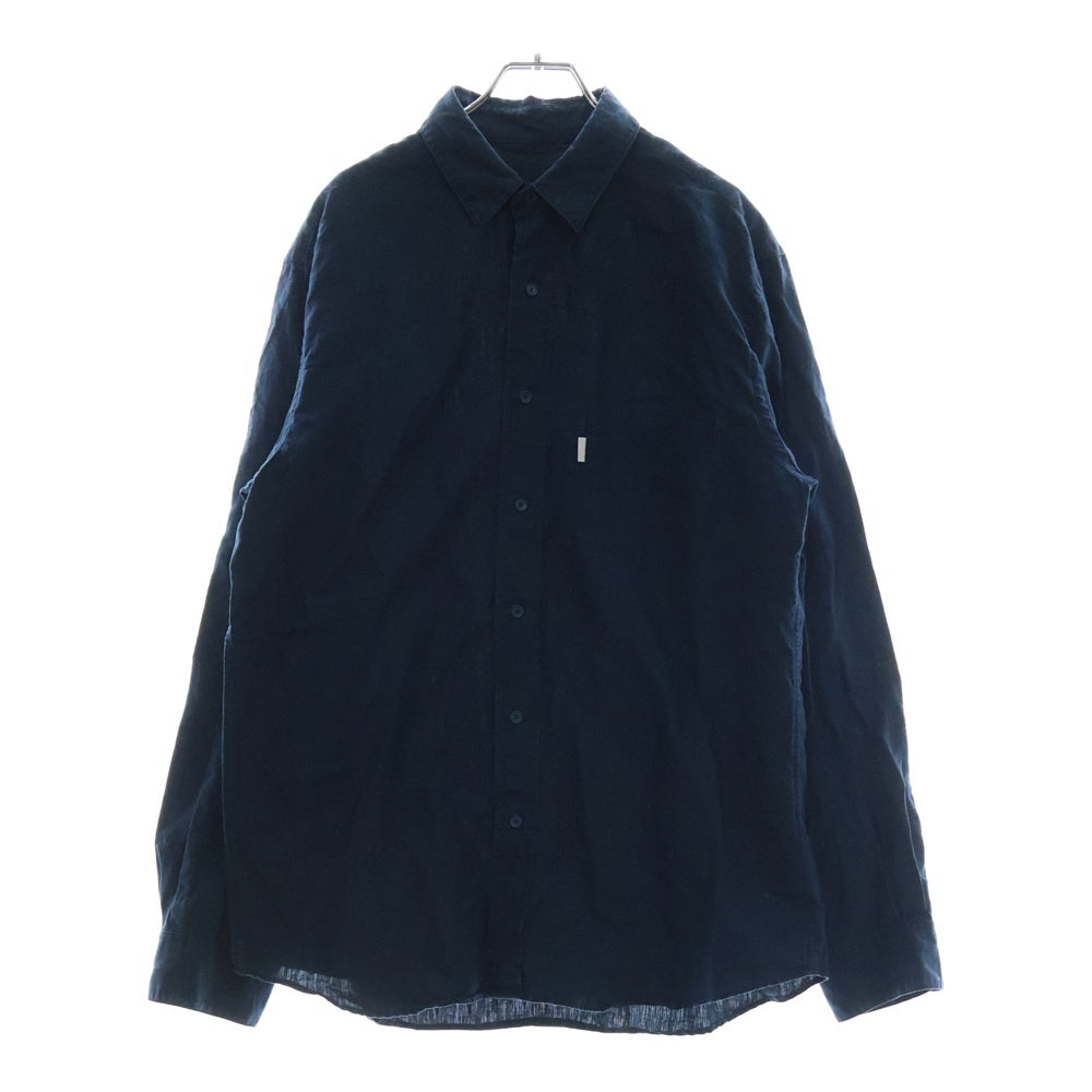 SH(エスエイチ) LINEN REGULAR COLLAR SHIRT リネン レギュラーカラー 長袖シャツ ネイビー SH-GMBT-004