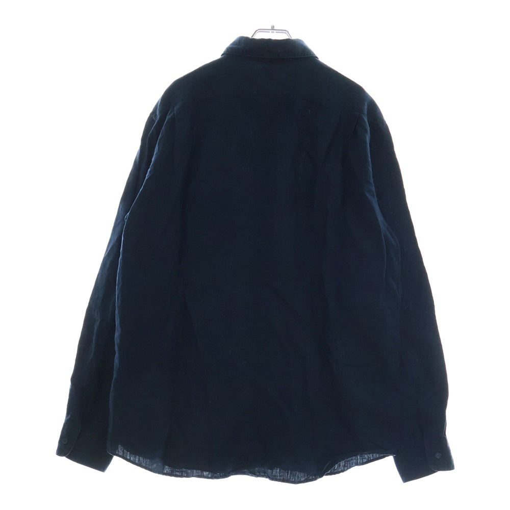 SH(エスエイチ) LINEN REGULAR COLLAR SHIRT リネン レギュラーカラー 長袖シャツ ネイビー SH-GMBT-004