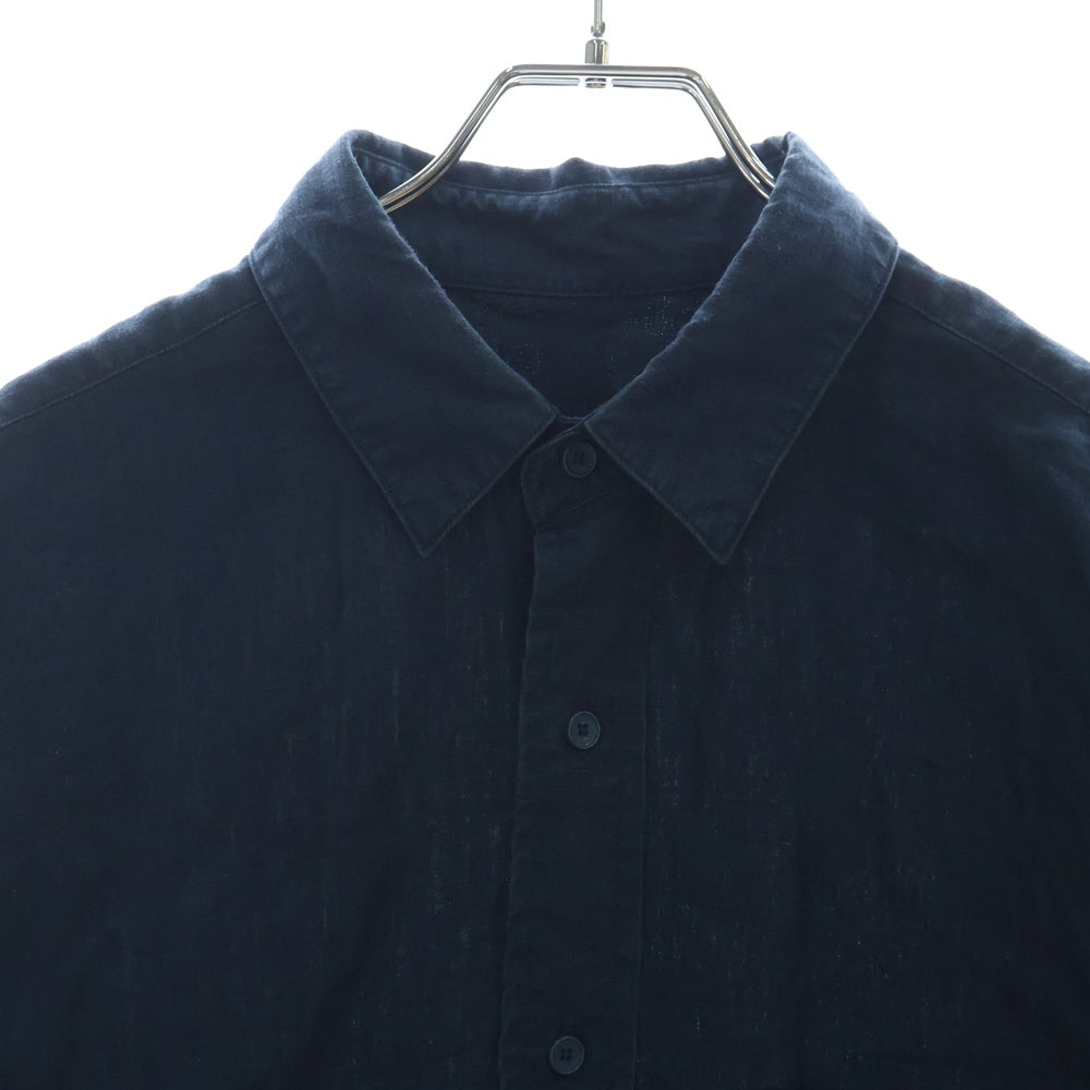 SH(エスエイチ) LINEN REGULAR COLLAR SHIRT リネン レギュラーカラー 長袖シャツ ネイビー SH-GMBT-004