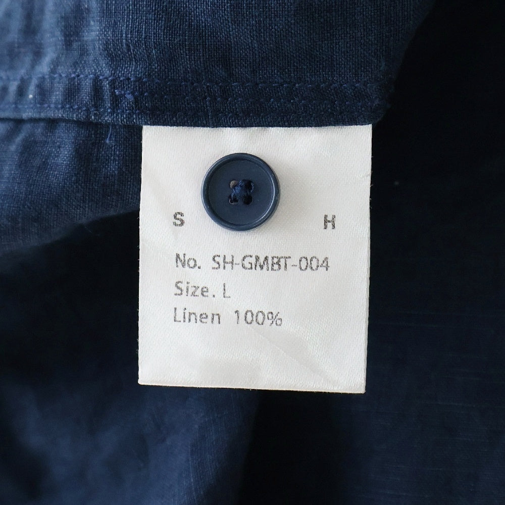 SH(エスエイチ) LINEN REGULAR COLLAR SHIRT リネン レギュラーカラー 長袖シャツ ネイビー SH-GMBT-004