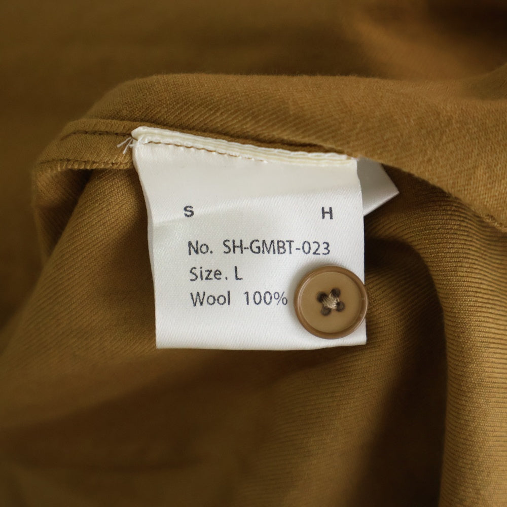 SH(エスエイチ) WOOL REGULAR COLLAR SHIRT ウール レギュラーカラー 長袖シャツ ブラウン SH-GMBT-023