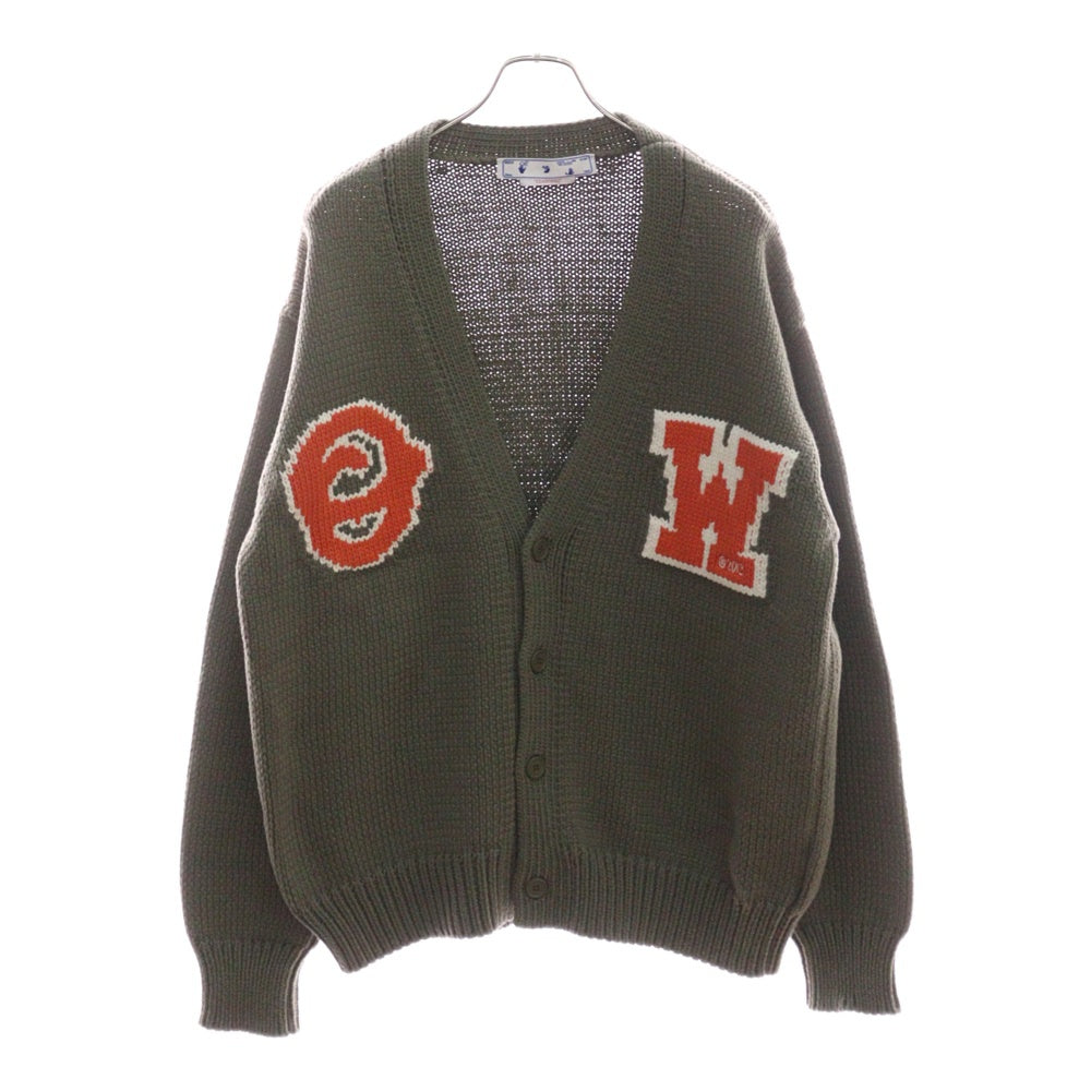 OFF-WHITE(オフホワイト) OW PATCH KNIT CARDIGAN OW パッチ ニット カーディガン グリーン OMHB014F22KNI001
