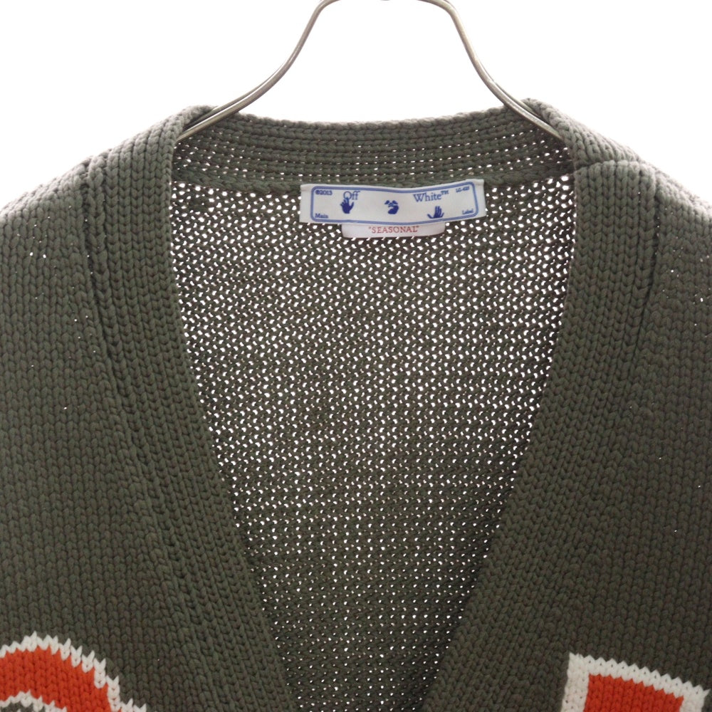 OFF-WHITE(オフホワイト) OW PATCH KNIT CARDIGAN OW パッチ ニット カーディガン グリーン OMHB014F22KNI001