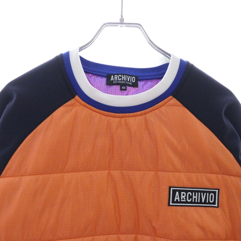 ARCHIVIO SPORTSWEAR(アルチビオ スポーツウェア) ボックスロゴ刺繍 中綿ナイロンプルオーバー オレンジ/ネイビー A124008