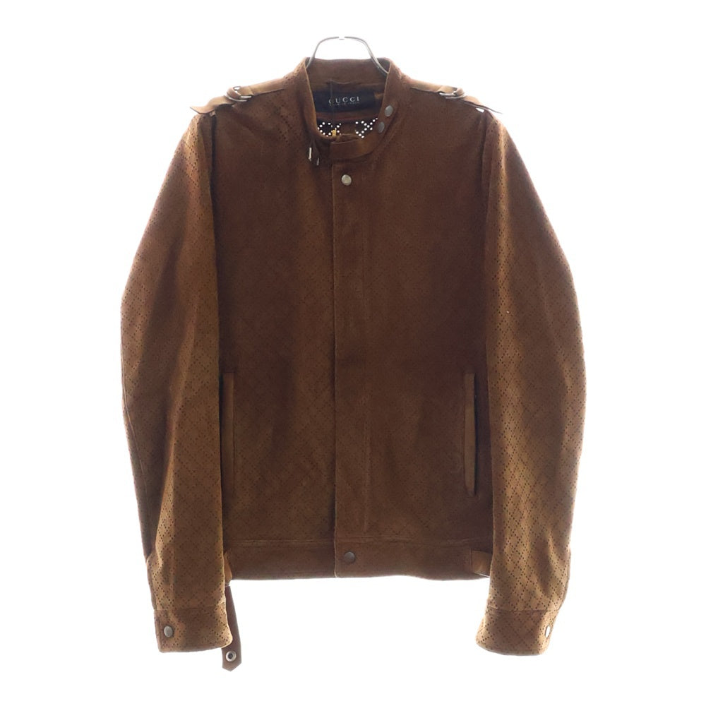 GUCCI(グッチ) ゴートレザースウェードジップアップジャケット ブラウン 256021 XM918