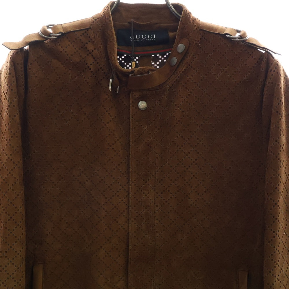 GUCCI(グッチ) ゴートレザースウェードジップアップジャケット ブラウン 256021 XM918