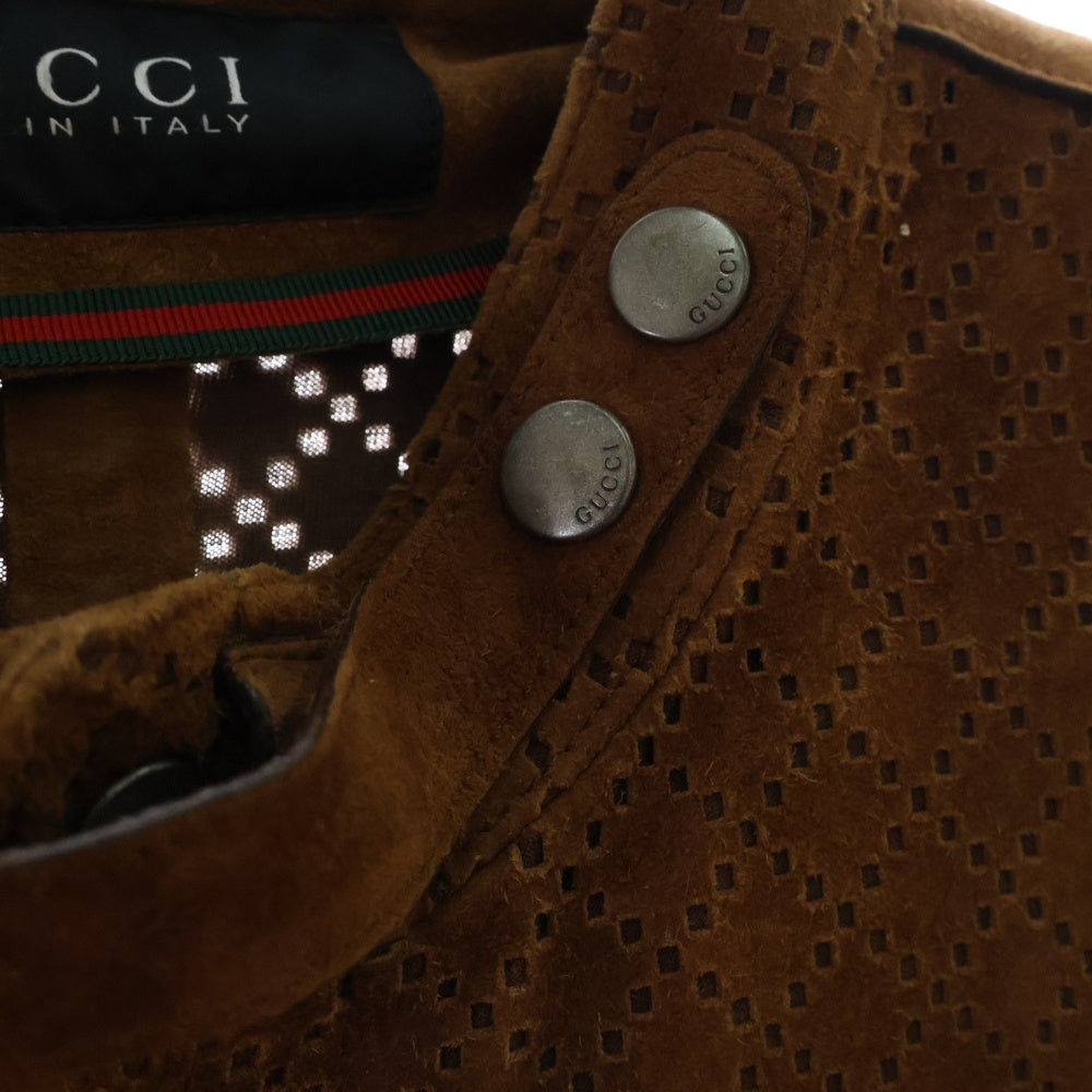 GUCCI(グッチ) ゴートレザースウェードジップアップジャケット ブラウン 256021 XM918
