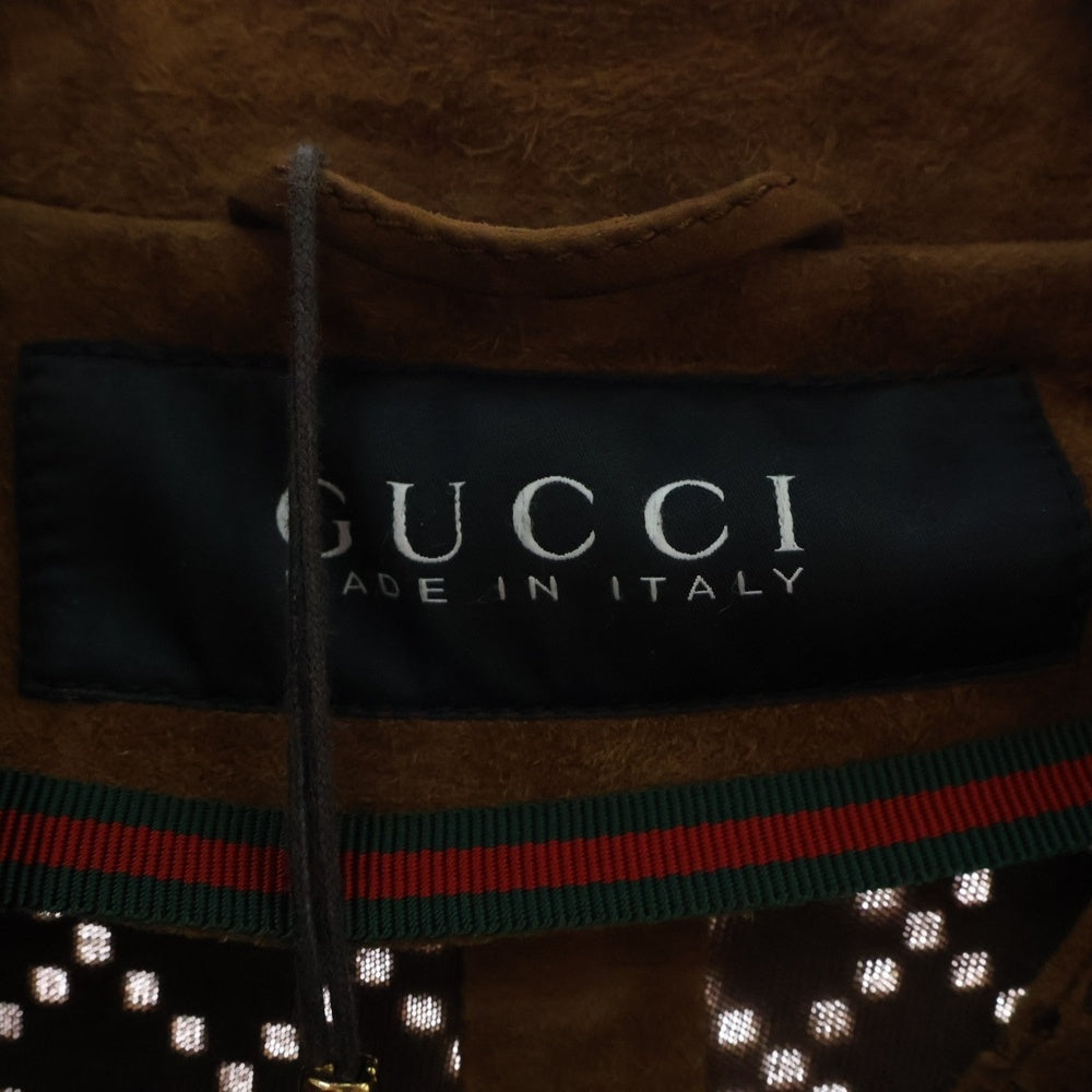GUCCI(グッチ) ゴートレザースウェードジップアップジャケット ブラウン 256021 XM918
