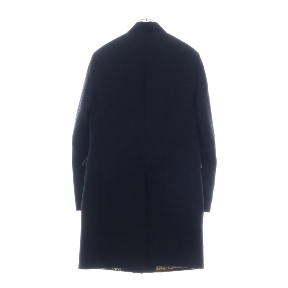 SAINT LAURENT PARIS(サンローランパリ) 16AW 裏地レオパード ベルベット切替 チェスターコート ブラック 444582 Y167W