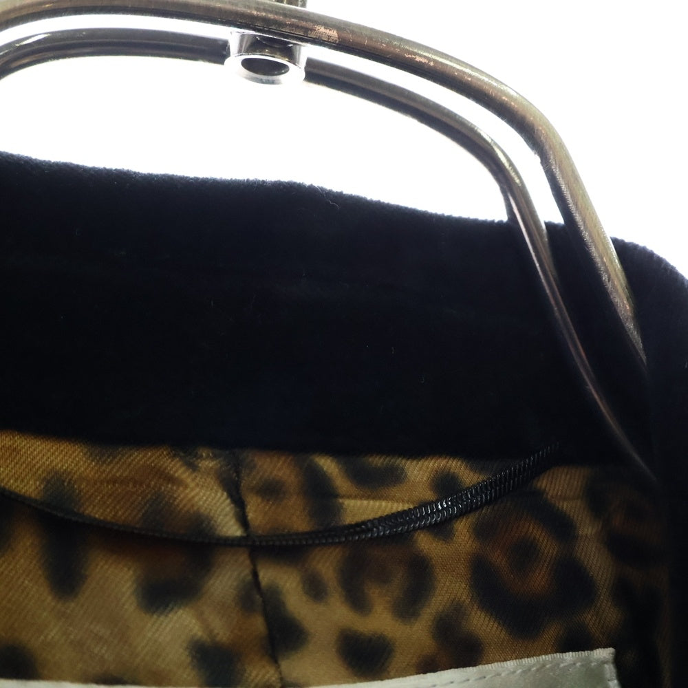 SAINT LAURENT PARIS(サンローランパリ) 16AW 裏地レオパード ベルベット切替 チェスターコート ブラック 444582 Y167W