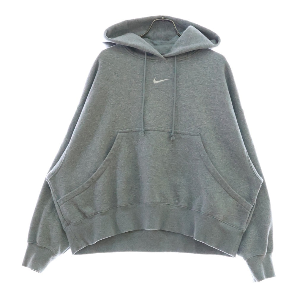 NIKE(ナイキ) WMNS NSW PHNX FLEECE PULLOVER L/S H ウィメンズ ロゴエンブロイダリー フリース スウェット プルオーバーパーカー グレー DQ5859-063