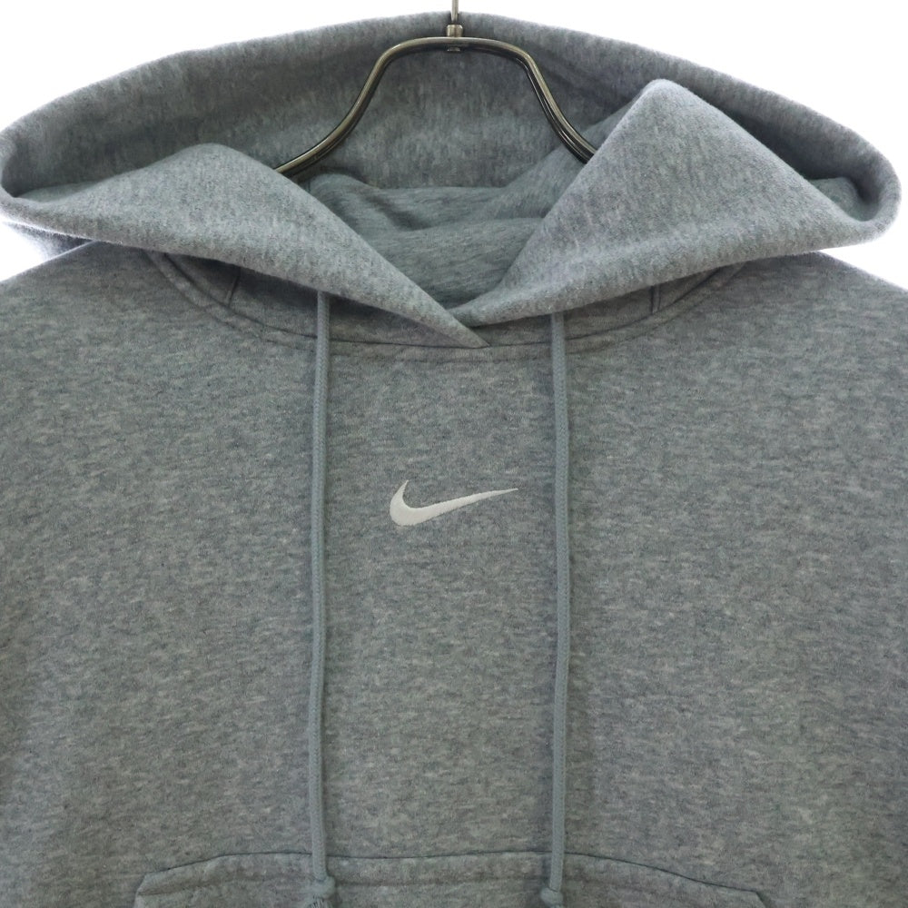 NIKE(ナイキ) WMNS NSW PHNX FLEECE PULLOVER L/S H ウィメンズ ロゴエンブロイダリー フリース スウェット プルオーバーパーカー グレー DQ5859-063