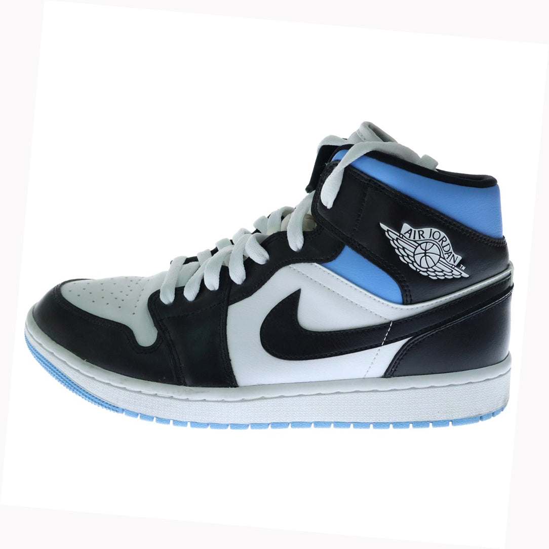NIKE(ナイキ) WMNS AIR JORDAN 1 MID University Blue ウィメンズ エアジョーダン1 ユニバーシティ ミッドカットスニーカー ブラック/ブルー US11/28.0cm BQ6472-102