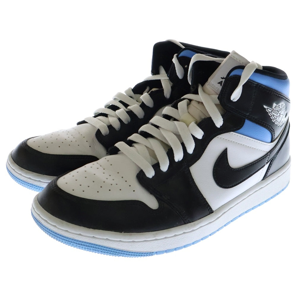 NIKE(ナイキ) WMNS AIR JORDAN 1 MID University Blue ウィメンズ エアジョーダン1 ユニバーシティ ミッドカットスニーカー ブラック/ブルー US11/28.0cm BQ6472-102