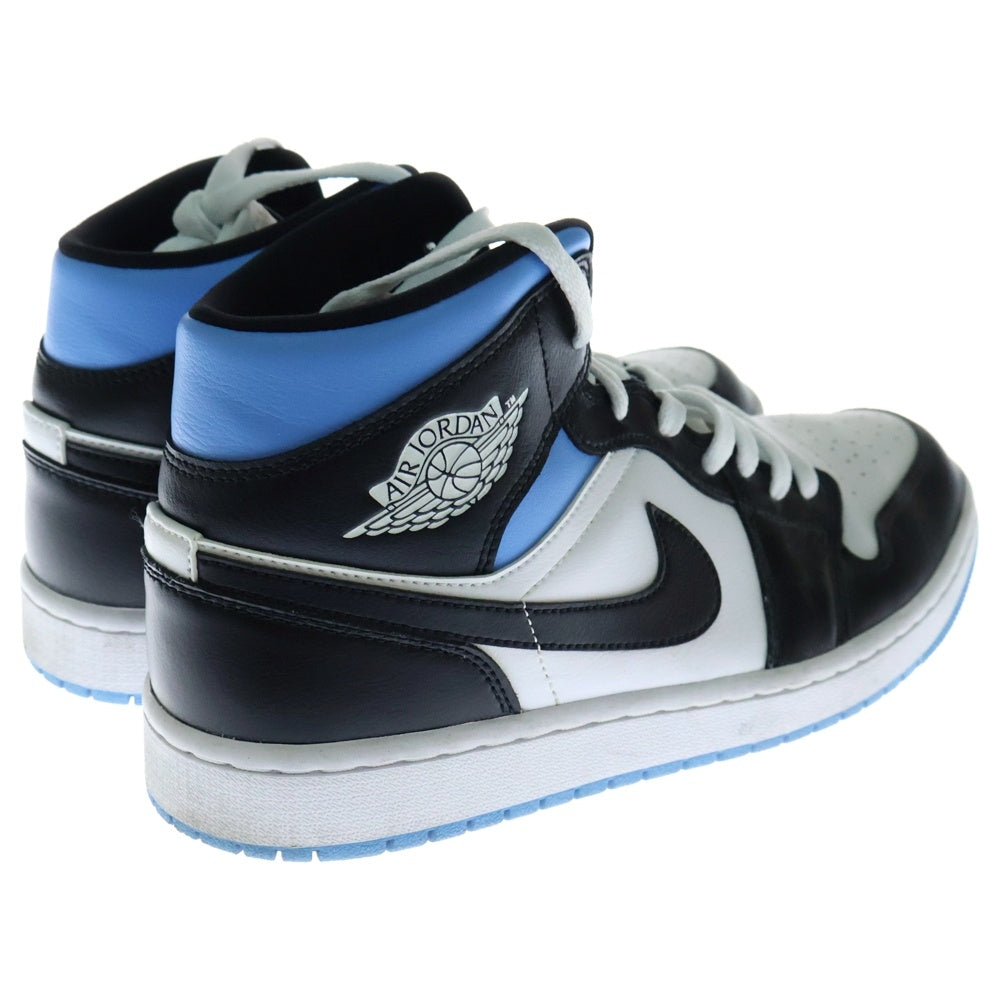 NIKE(ナイキ) WMNS AIR JORDAN 1 MID University Blue ウィメンズ エアジョーダン1 ユニバーシティ ミッドカットスニーカー ブラック/ブルー US11/28.0cm BQ6472-102