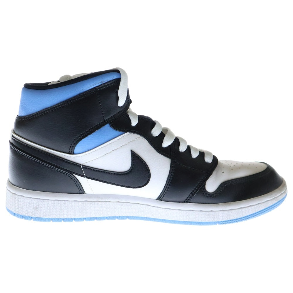 NIKE(ナイキ) WMNS AIR JORDAN 1 MID University Blue ウィメンズ エアジョーダン1 ユニバーシティ ミッドカットスニーカー ブラック/ブルー US11/28.0cm BQ6472-102