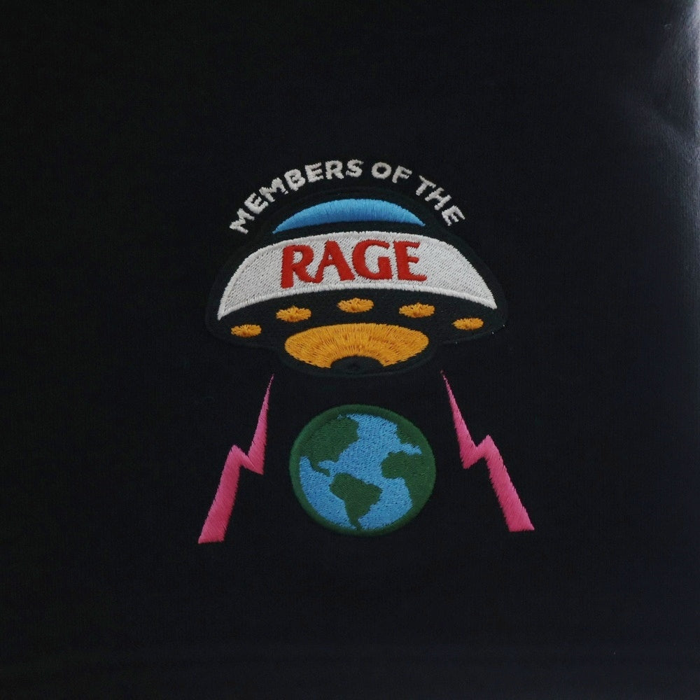 Members of THE Rage(メンバーズ オブ ザ レイジ) DISTRESSED SHORTS SMALL LOGO / BLK ダメージ加工 ロゴエンブロイダリー スウェット ショートパンツ ブラック