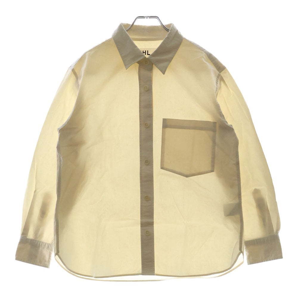 MARGARET HOWELL(マーガレットハウエル) 21SS BRUSHED COTTON PLAINWEAVE ブラッシュドコットン プレーンウィーヴ 長袖シャツ ホワイト 595-1253503
