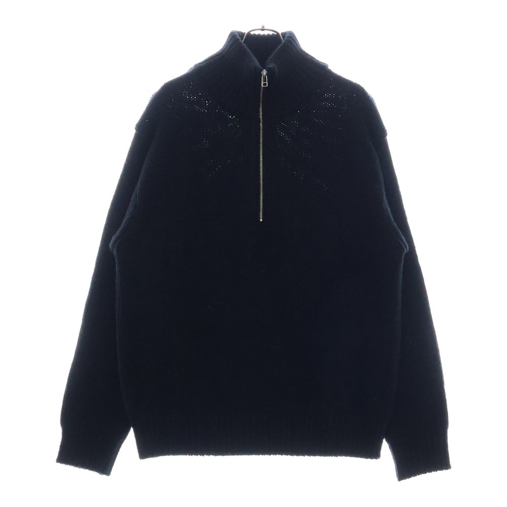 UNIFORM EXPERIMENT(ユニフォームエクスペリメント) 24AW HALF ZIP SWEATER バックロゴ ハイネック ハーフジップ ウール ニット セーター ブラック UE-242046