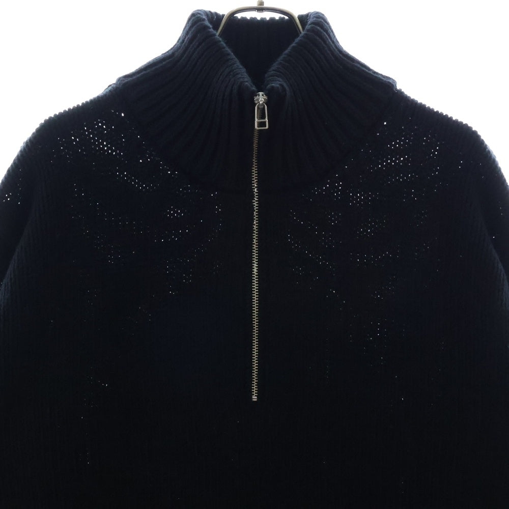 UNIFORM EXPERIMENT(ユニフォームエクスペリメント) 24AW HALF ZIP SWEATER バックロゴ ハイネック ハーフジップ ウール ニット セーター ブラック UE-242046