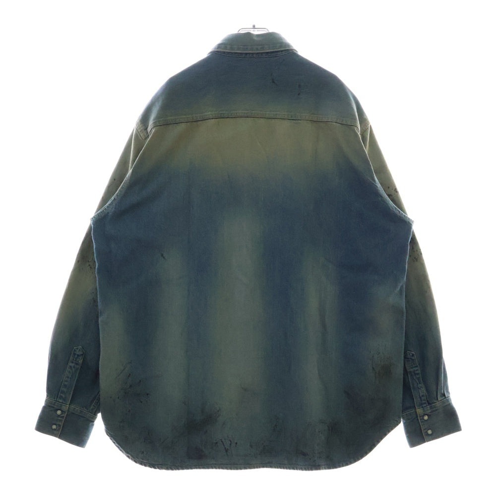 UNIFORM EXPERIMENT(ユニフォームエクスペリメント) 24AW DENIM SHIRT ユーズド加工 スナップボタン デニム ロングスリーブ 長袖シャツ インディゴ UE‐242041