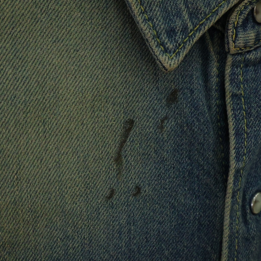 UNIFORM EXPERIMENT(ユニフォームエクスペリメント) 24AW DENIM SHIRT ユーズド加工 スナップボタン デニム ロングスリーブ 長袖シャツ インディゴ UE‐242041