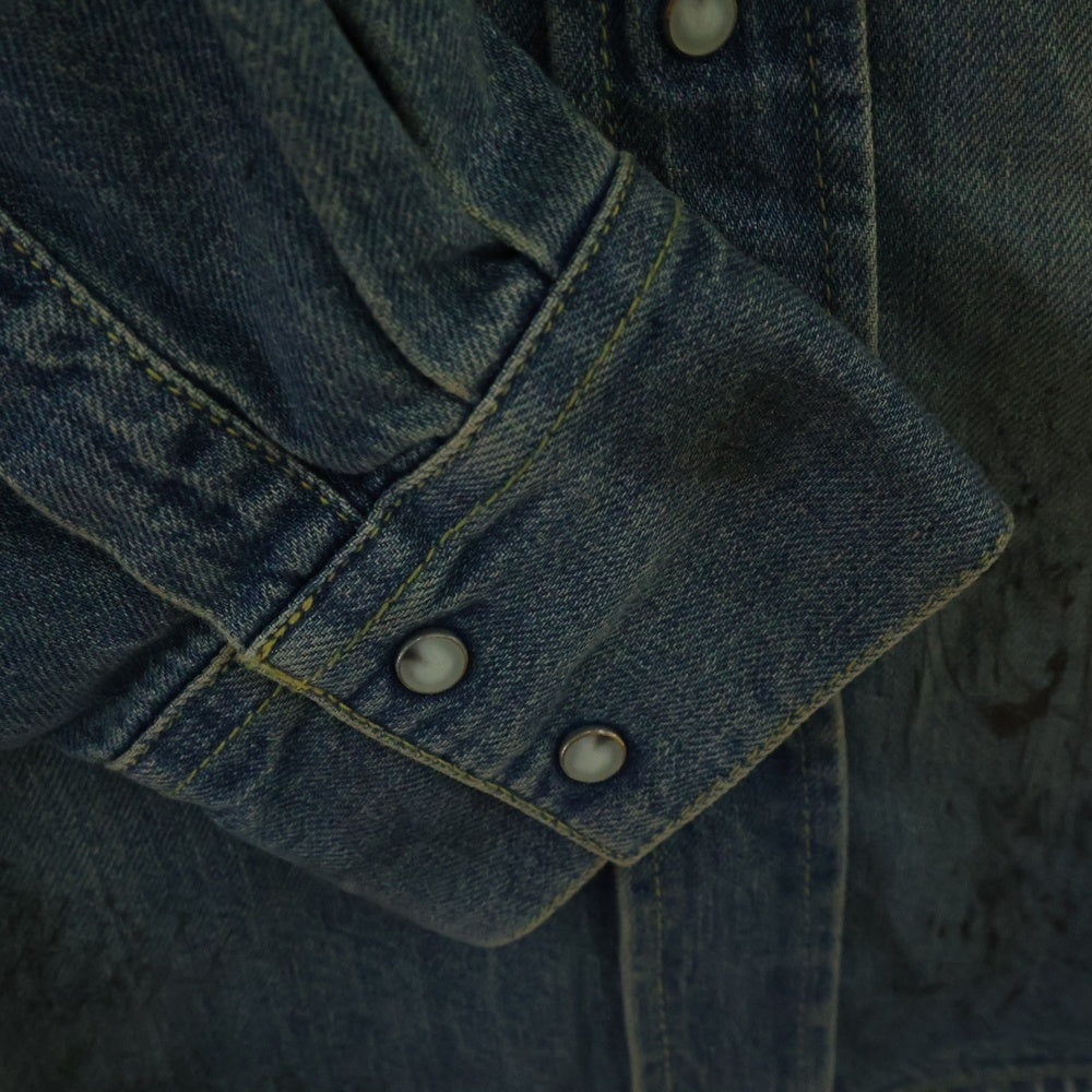 UNIFORM EXPERIMENT(ユニフォームエクスペリメント) 24AW DENIM SHIRT ユーズド加工 スナップボタン デニム ロングスリーブ 長袖シャツ インディゴ UE‐242041