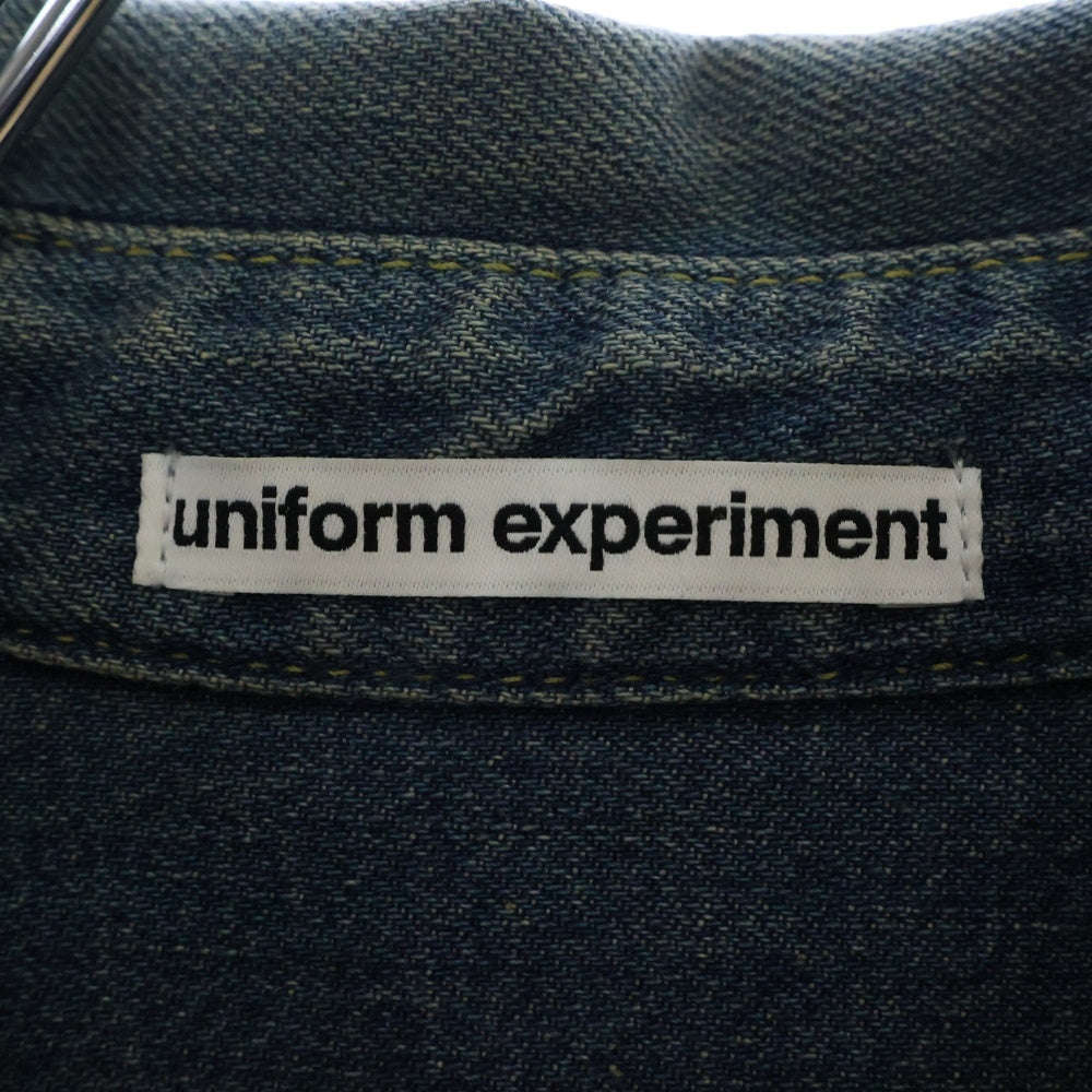 UNIFORM EXPERIMENT(ユニフォームエクスペリメント) 24AW DENIM SHIRT ユーズド加工 スナップボタン デニム ロングスリーブ 長袖シャツ インディゴ UE‐242041
