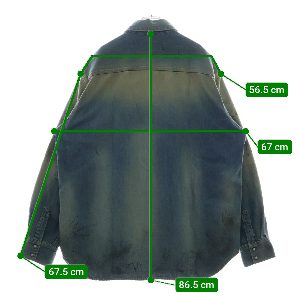 UNIFORM EXPERIMENT(ユニフォームエクスペリメント) 24AW DENIM SHIRT ユーズド加工 スナップボタン デニム ロングスリーブ 長袖シャツ インディゴ UE‐242041