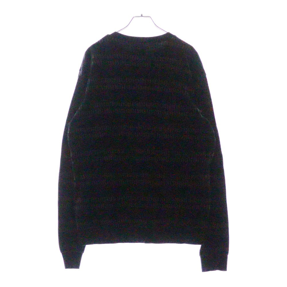 SUPREME(シュプリーム) 18SS Dash Stripe Crewneck ダッシュストライプ クラシックロゴエンブロイダリー クルーネック長袖Tシャツ カットソー ブラック/ブラウン