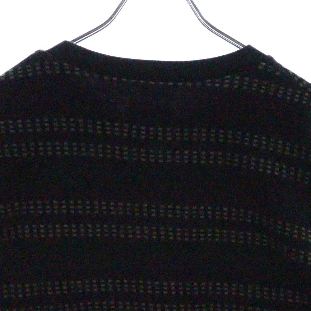 SUPREME(シュプリーム) 18SS Dash Stripe Crewneck ダッシュストライプ クラシックロゴエンブロイダリー クルーネック長袖Tシャツ カットソー ブラック/ブラウン